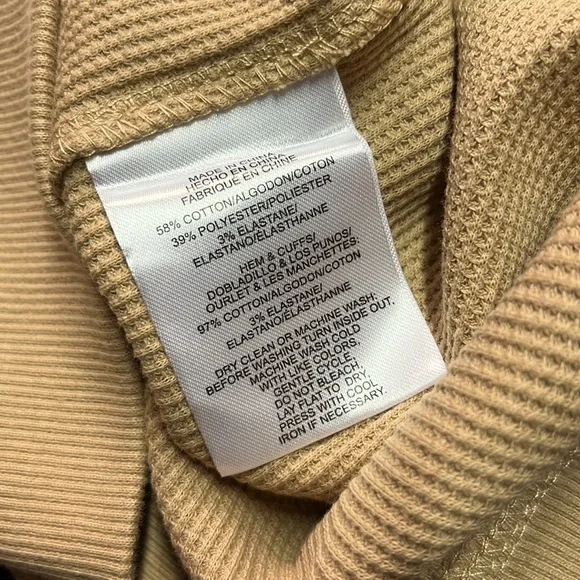 Jones New York Camel Tan Waffle Knit Thermal 3/4 Sleeve Hooded Pullover - Picture 16 of 16